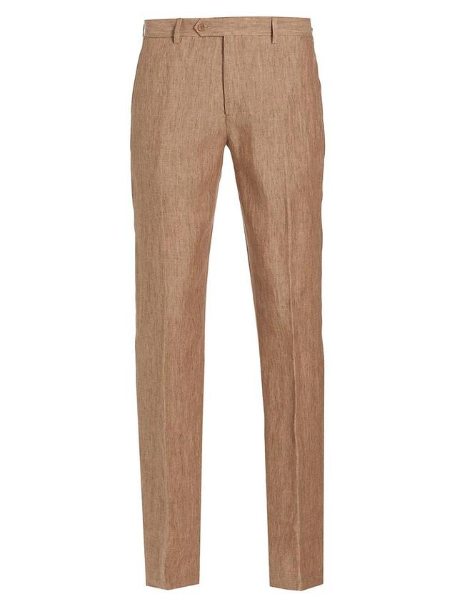 Mens COLLECTION Linen Flat-Front Trousers Product Image