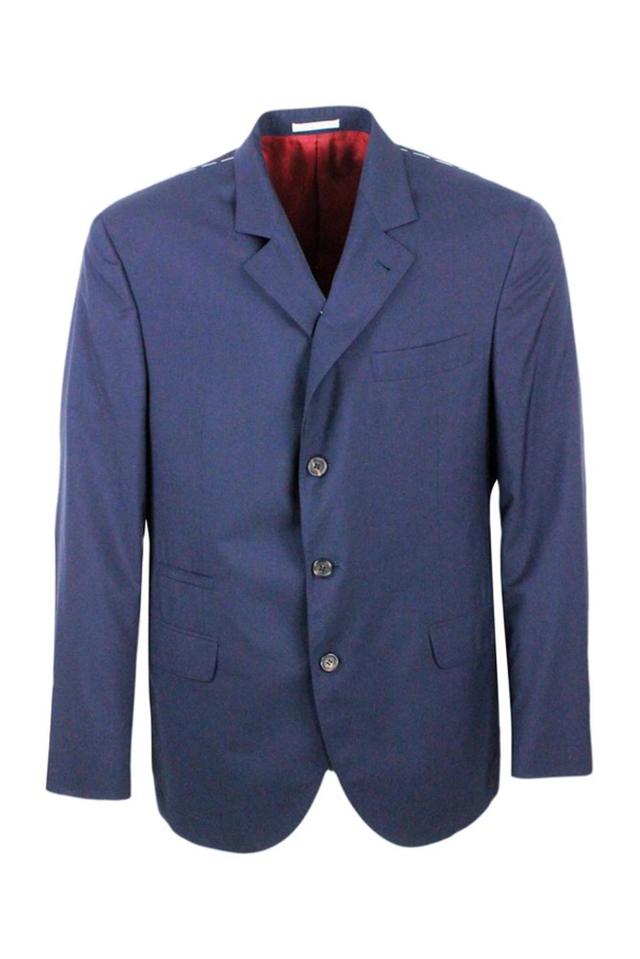 BRUNELLO CUCINELLI Single Breasted Tailored Blazer In Blue Product Image