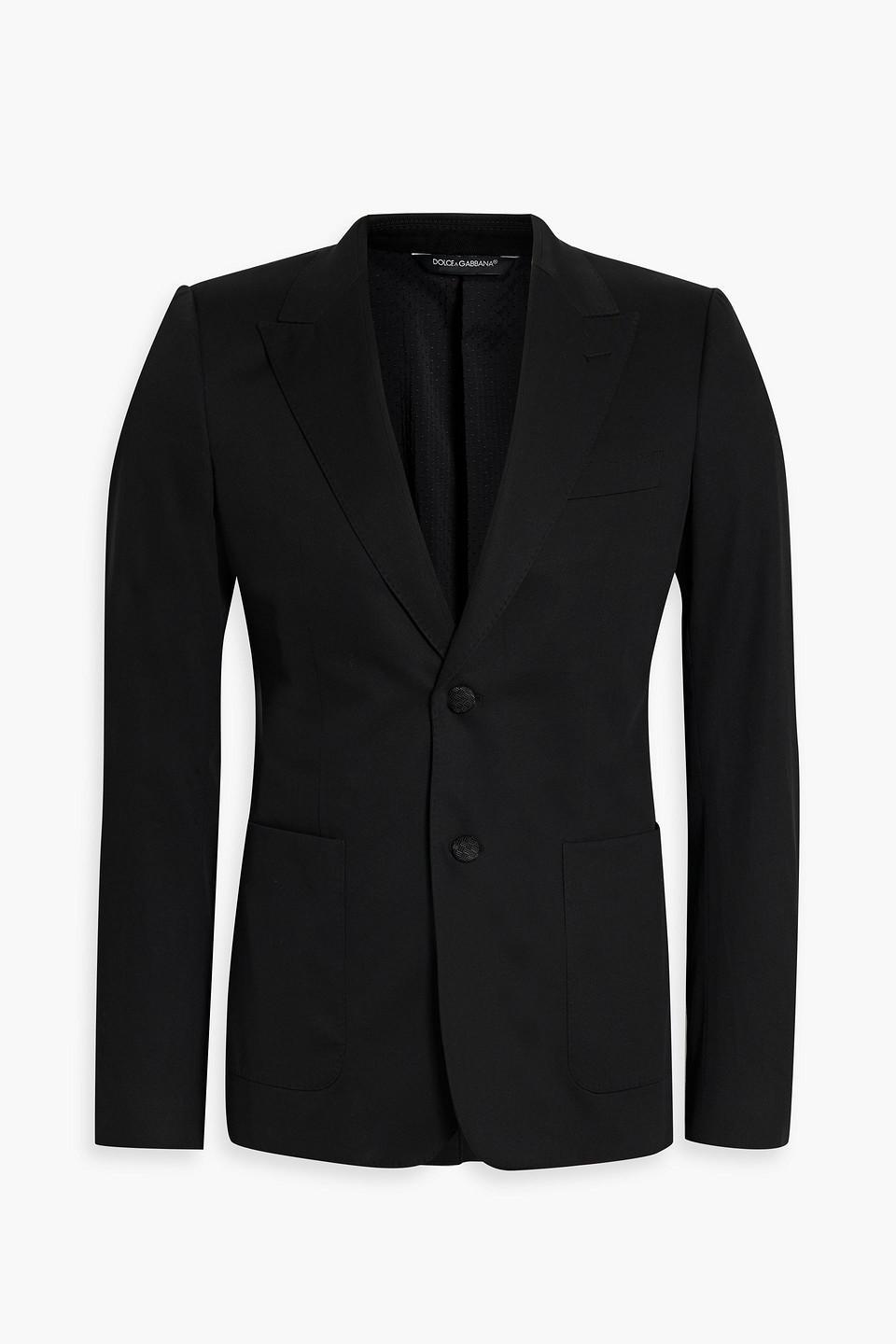 Slim-fit Cotton-blend Twill Blazer In Black Product Image