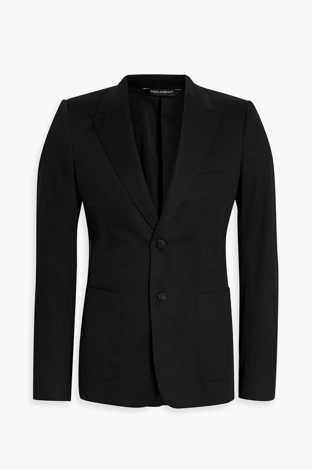 Slim-fit Cotton-blend Twill Blazer In Black Product Image