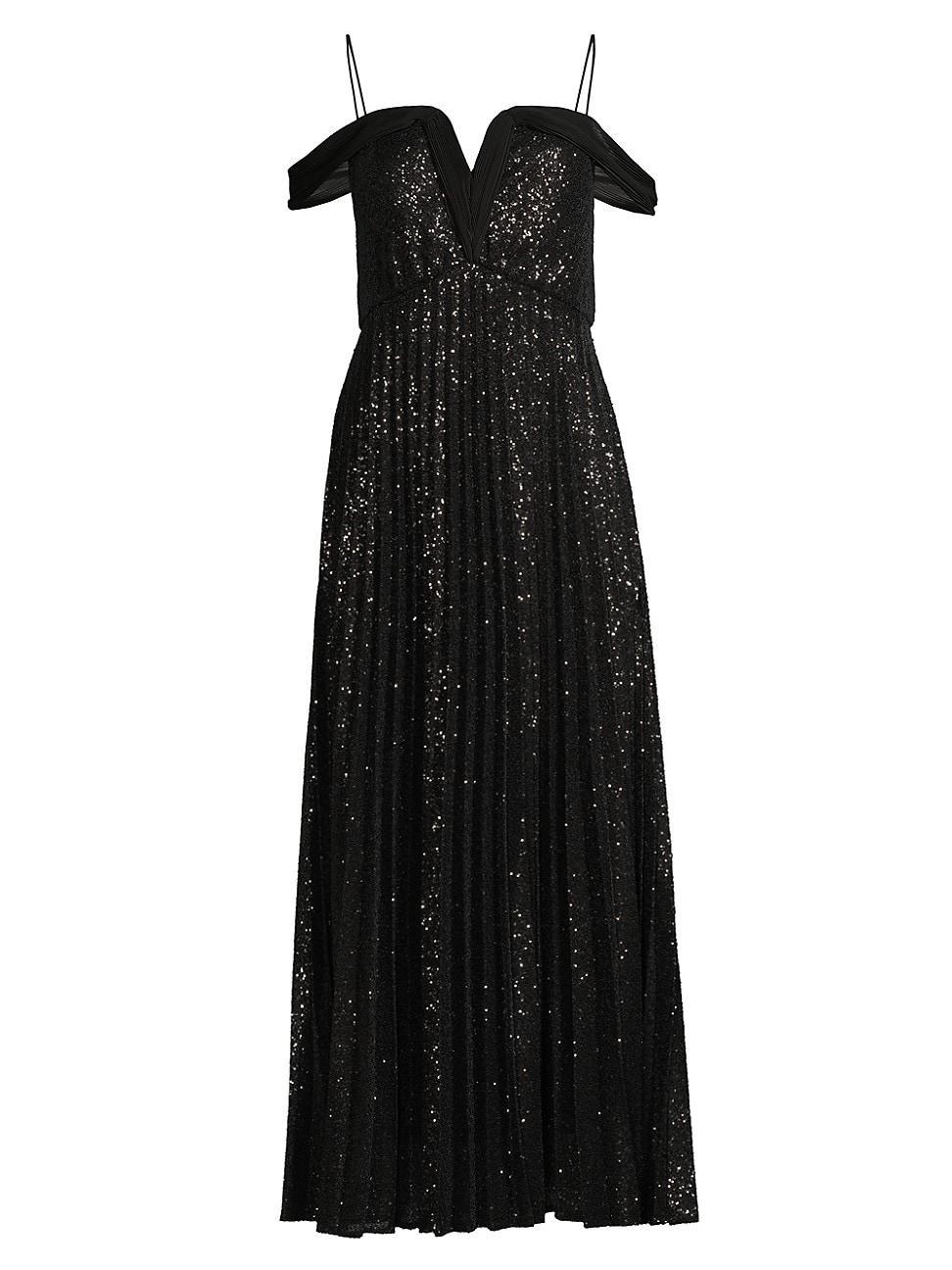 Womens Blake Pleated Sequin Dress product image