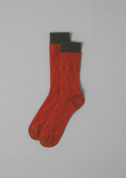 Geo Pattern Socks | Carmine/Orange Product Image