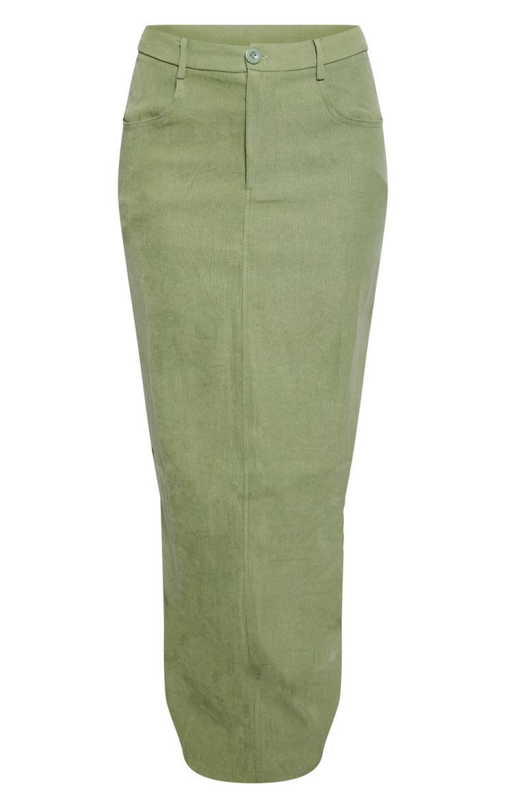 Sage Soft Twill Blend Split Back Maxi Skirt Product Image