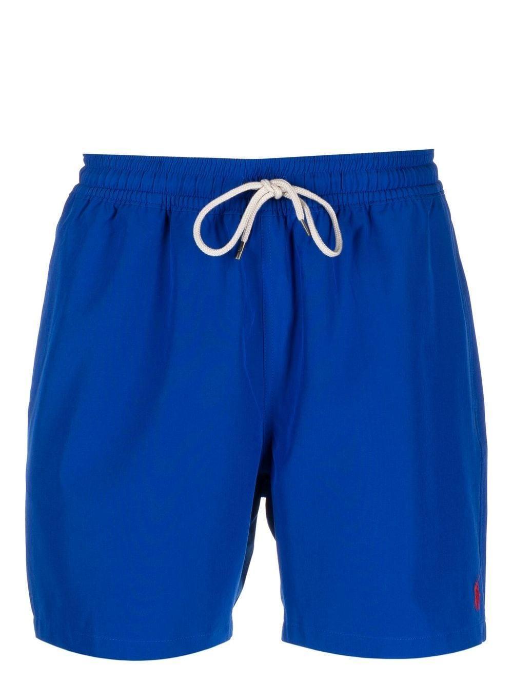 Polo Pony Drawstring Swim Shorts In Blue Product Image