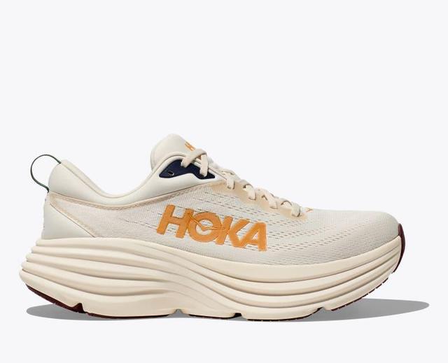 HOKA Mens Bondi 8 Shoes in Oat Milk/Barley, Size 9.5 W Product Image