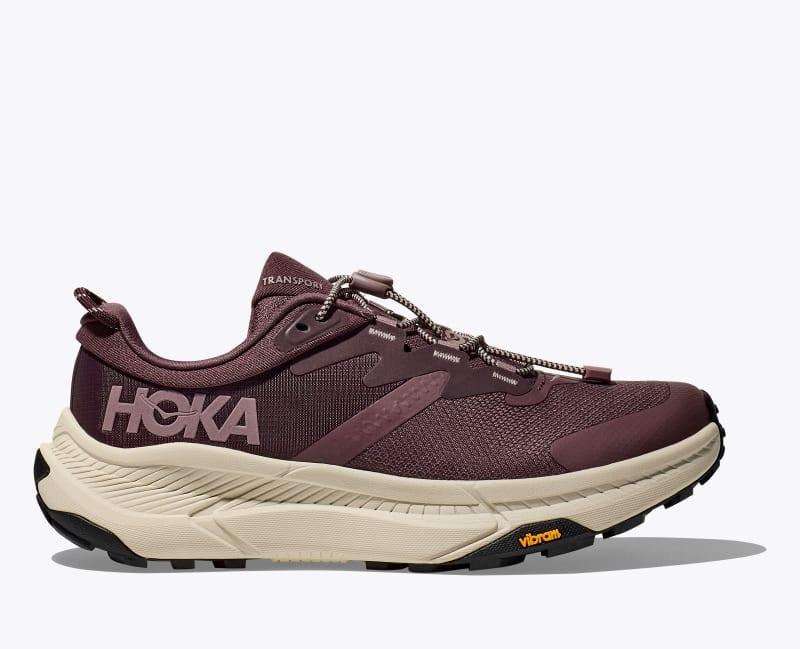 HOKA Womens Transport Shoes in Black/Alabaster, Size 7.5 W Product Image