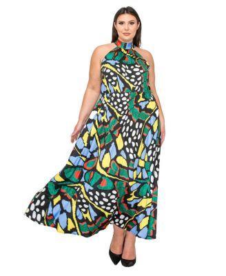 Plus Size Olivia Halter Neck Maxi Dress Product Image