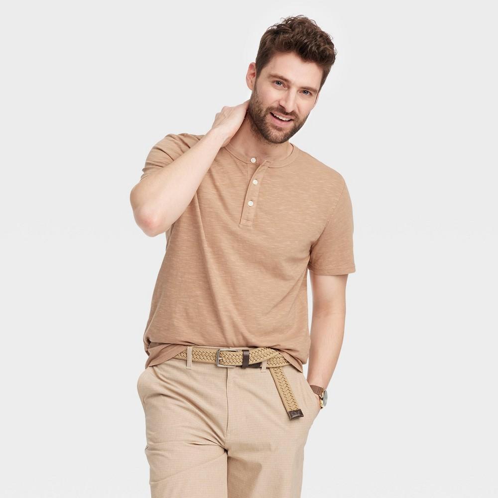 Mens Short Sleeve Henley T-Shirt - Goodfellow & Co Brown XXL Product Image