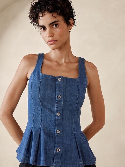 Denim Button Bustier Top Product Image