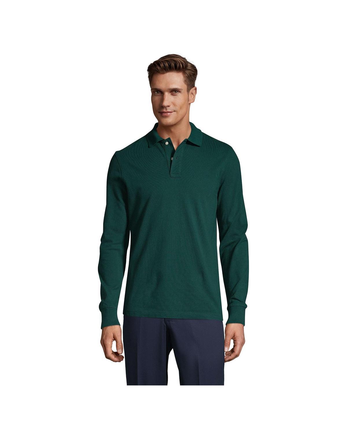 Big & Tall Lands End UNF Long Sleeve Mesh Polo, Mens Red Product Image