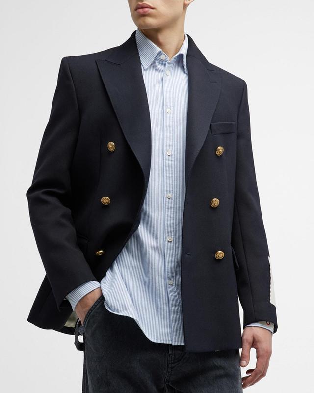 Mens Double-Breasted Gabardine Blazer Product Image