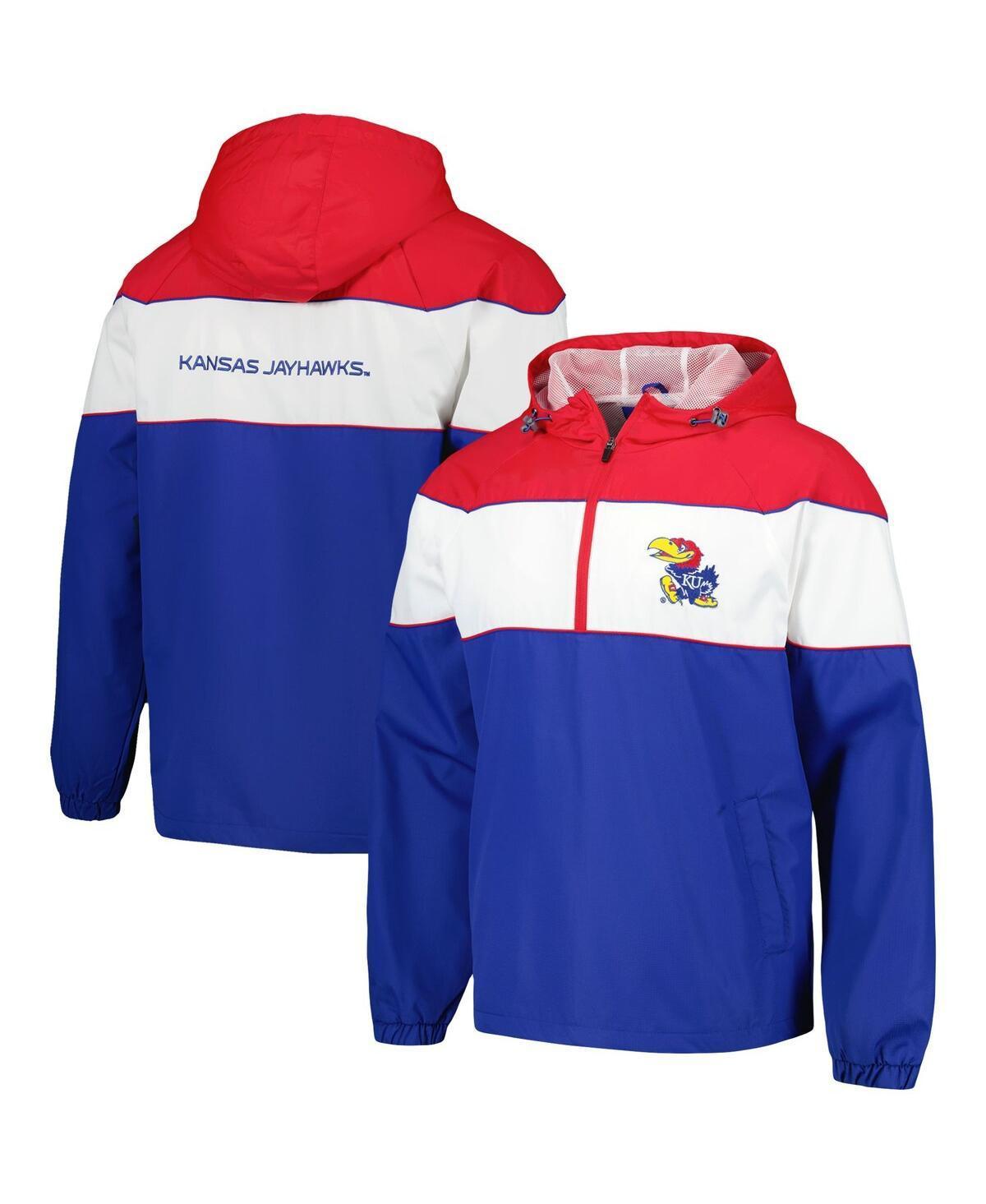 Mens G-III Sports by Carl Banks Royal Kansas Jayhawks Center Line Half-Zip Raglan Hoodie Jacket Product Image