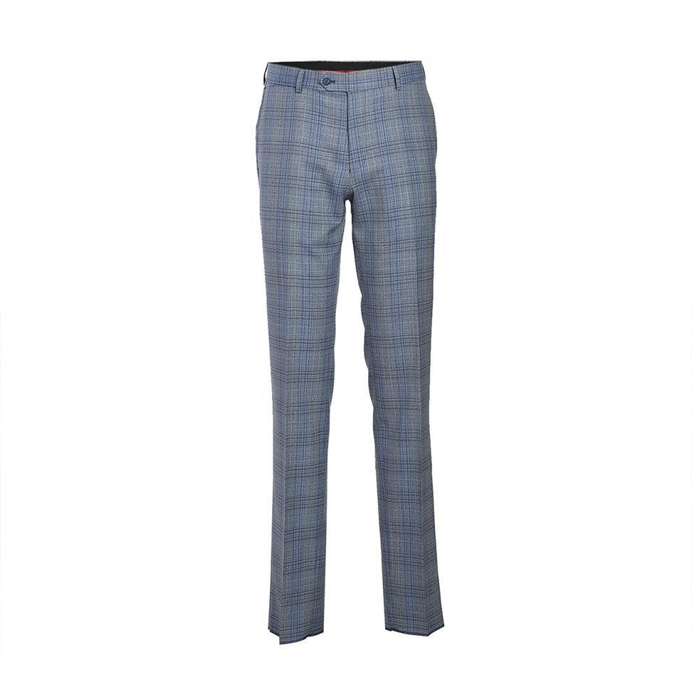 English Laundry 2-Piece Light Gray with Blue Check Slim Fit Suit Wool Blend Product Image