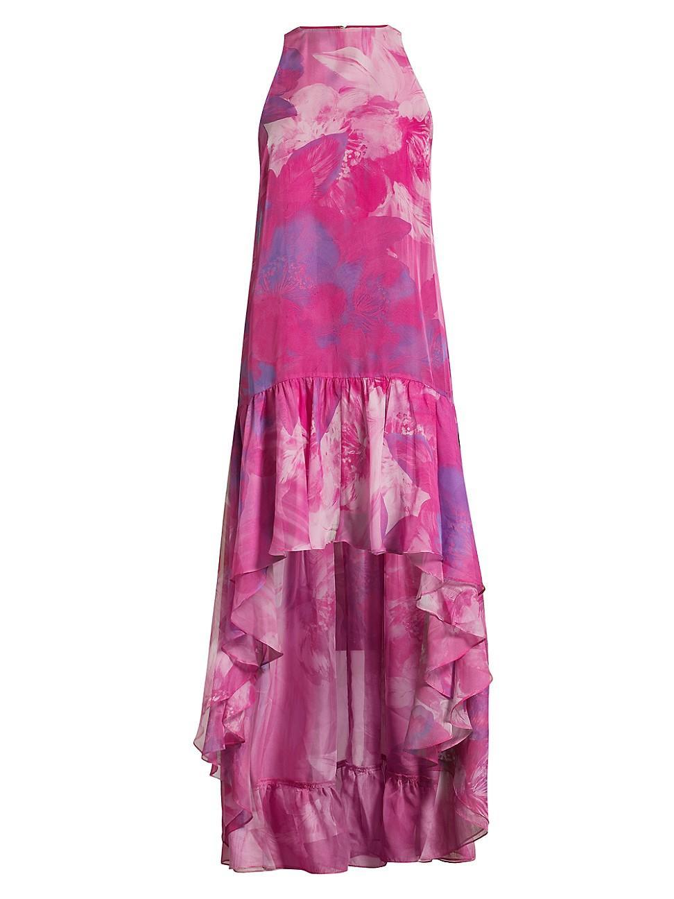 Womens Floral Taffeta High-Low Dress Product Image