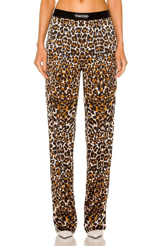 TOM FORD Logo Waist Leopard PJ Pant Brown. (also in M, S, XS). Product Image