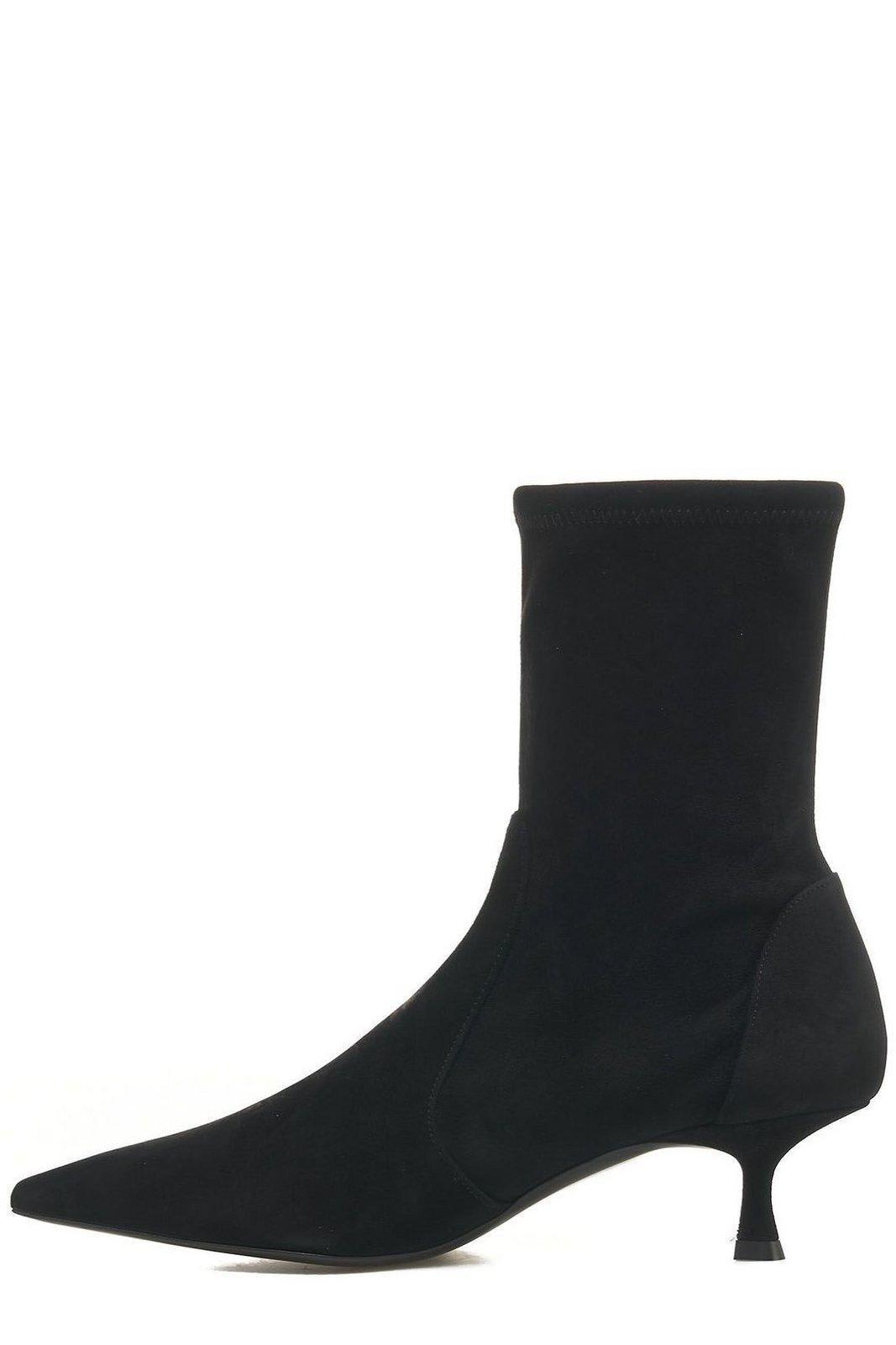 STUART WEITZMAN Naomi Stretch Suede Ankle Booties In Black Product Image