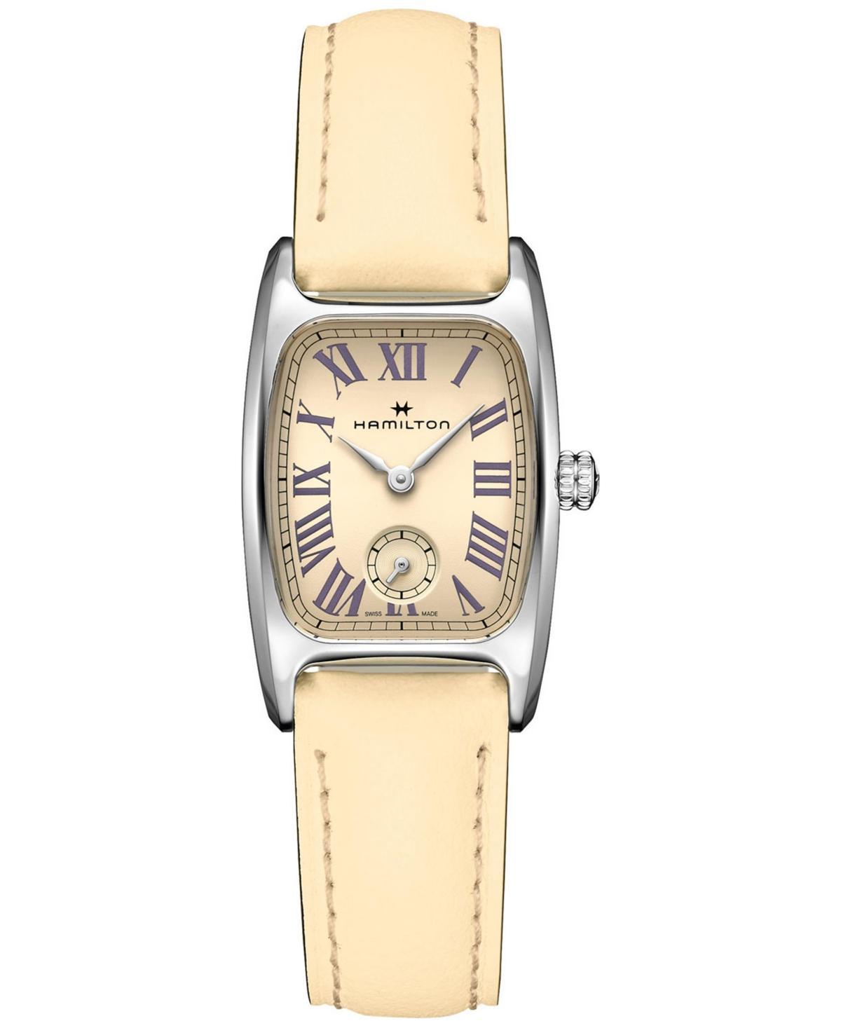 Hamilton Womens Swiss American Classic Small Second Beige Leather Strap Watch 24x27mm - Beige Product Image