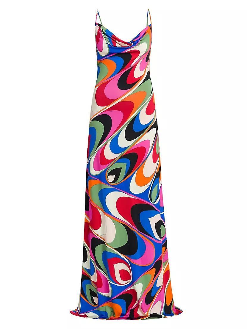 Swirling Satin Maxi Dress Product Image