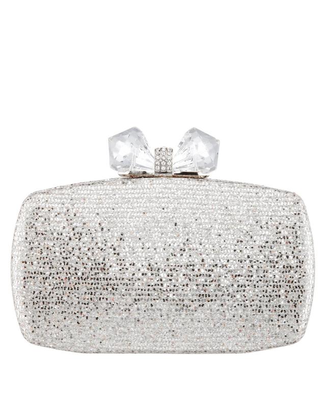 Womens Glitter Minaudiere With Crystal Bow Clasp Product Image