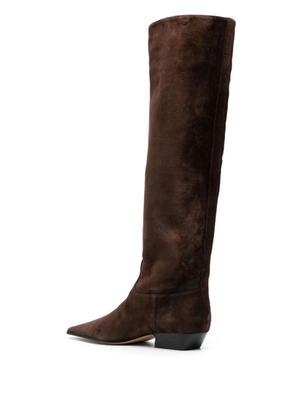 Marfa Suede Knee Boots In Brown Product Image