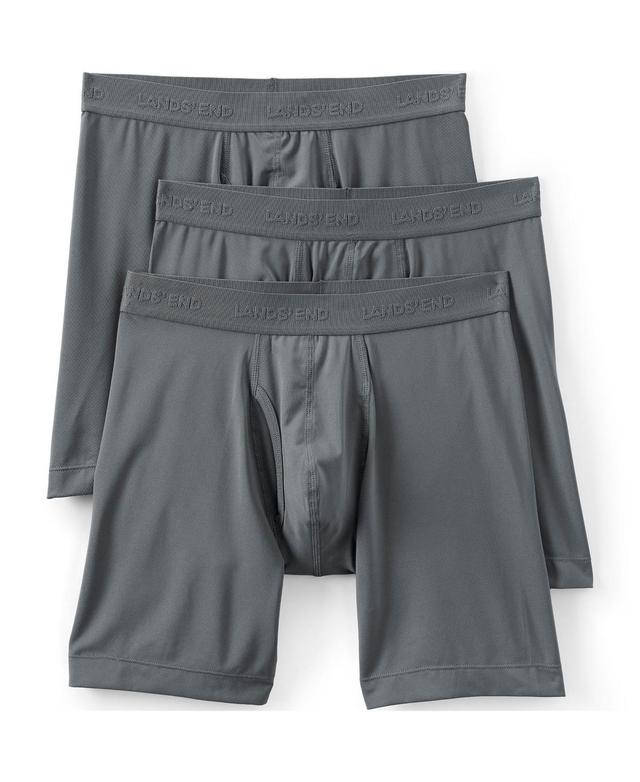 Big & Tall Lands End Flex Performance Boxer Brief 3-Pack, Mens Warm Grey Product Image