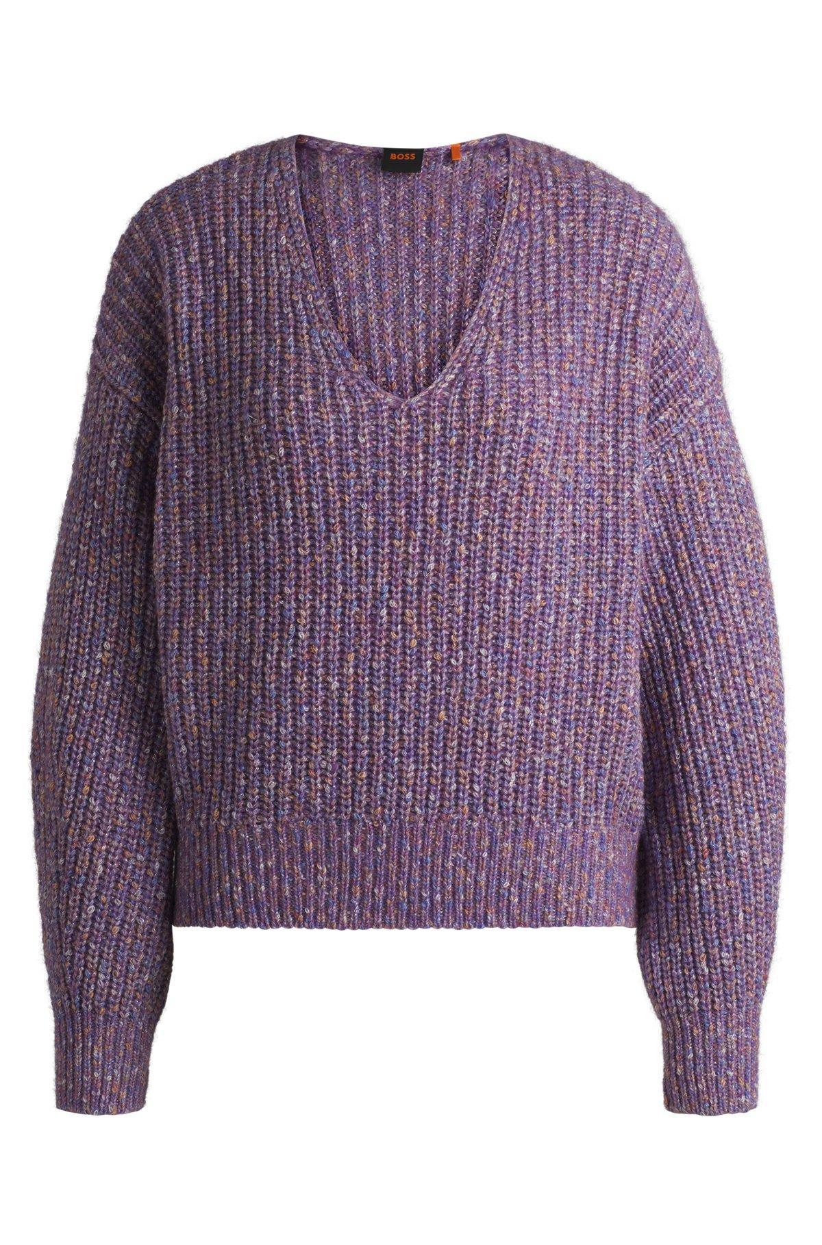 Relaxed-fit V-neck sweater in a ribbed knit Product Image