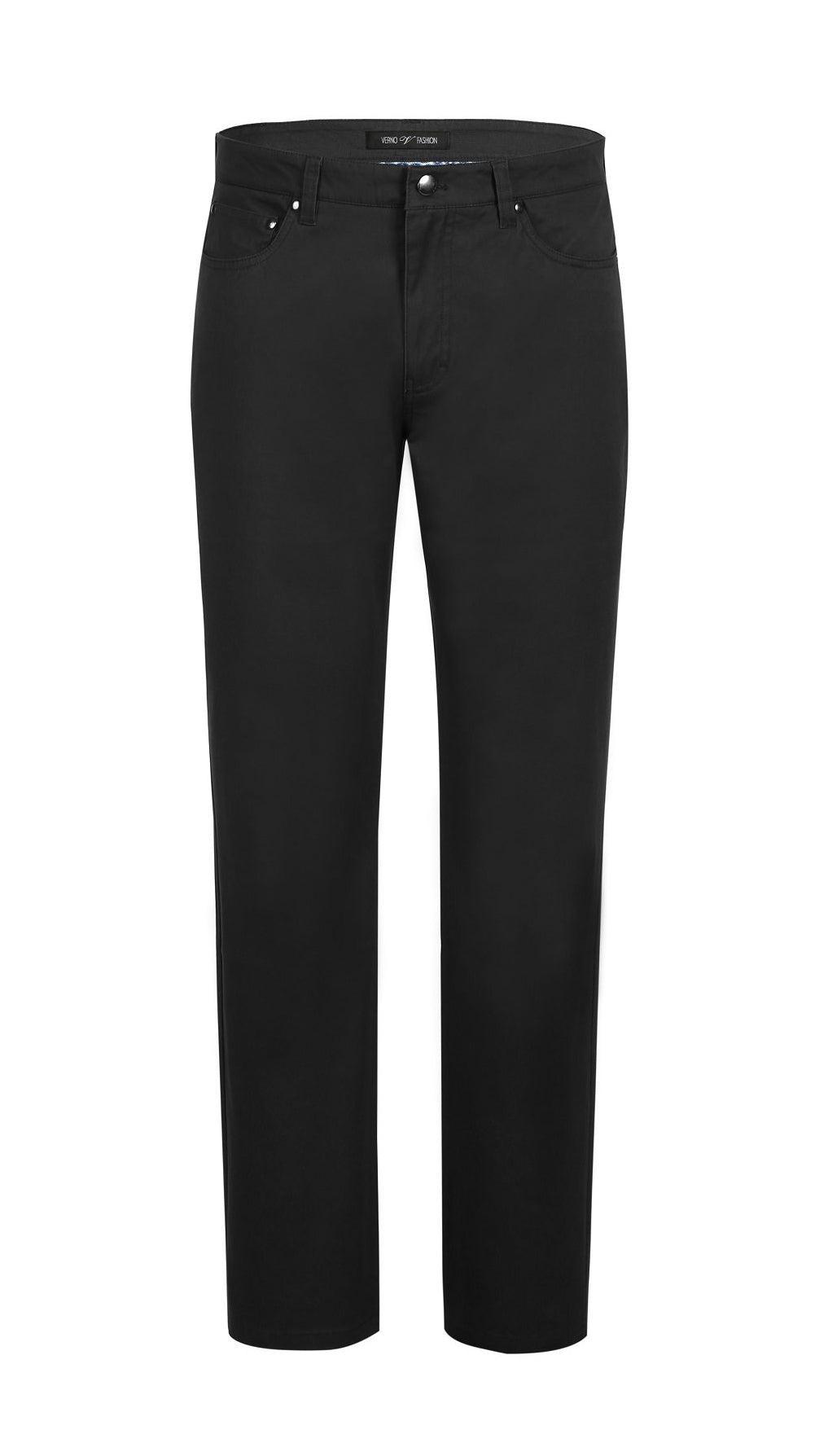 Stretch Cotton Flat Front Pants Straight Legs in Blue Product Image