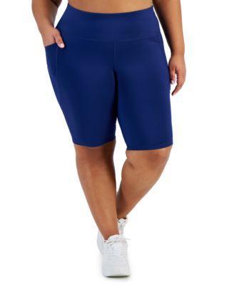 Plus Size Solid Compression Bike Shorts, Created for Macy's Product Image