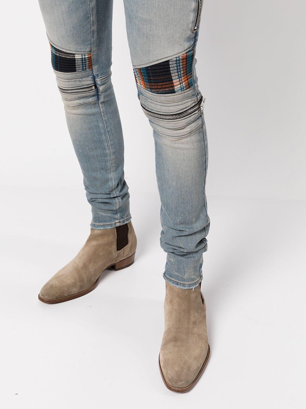 mid-rise contrasting-panel skinny jeans Product Image