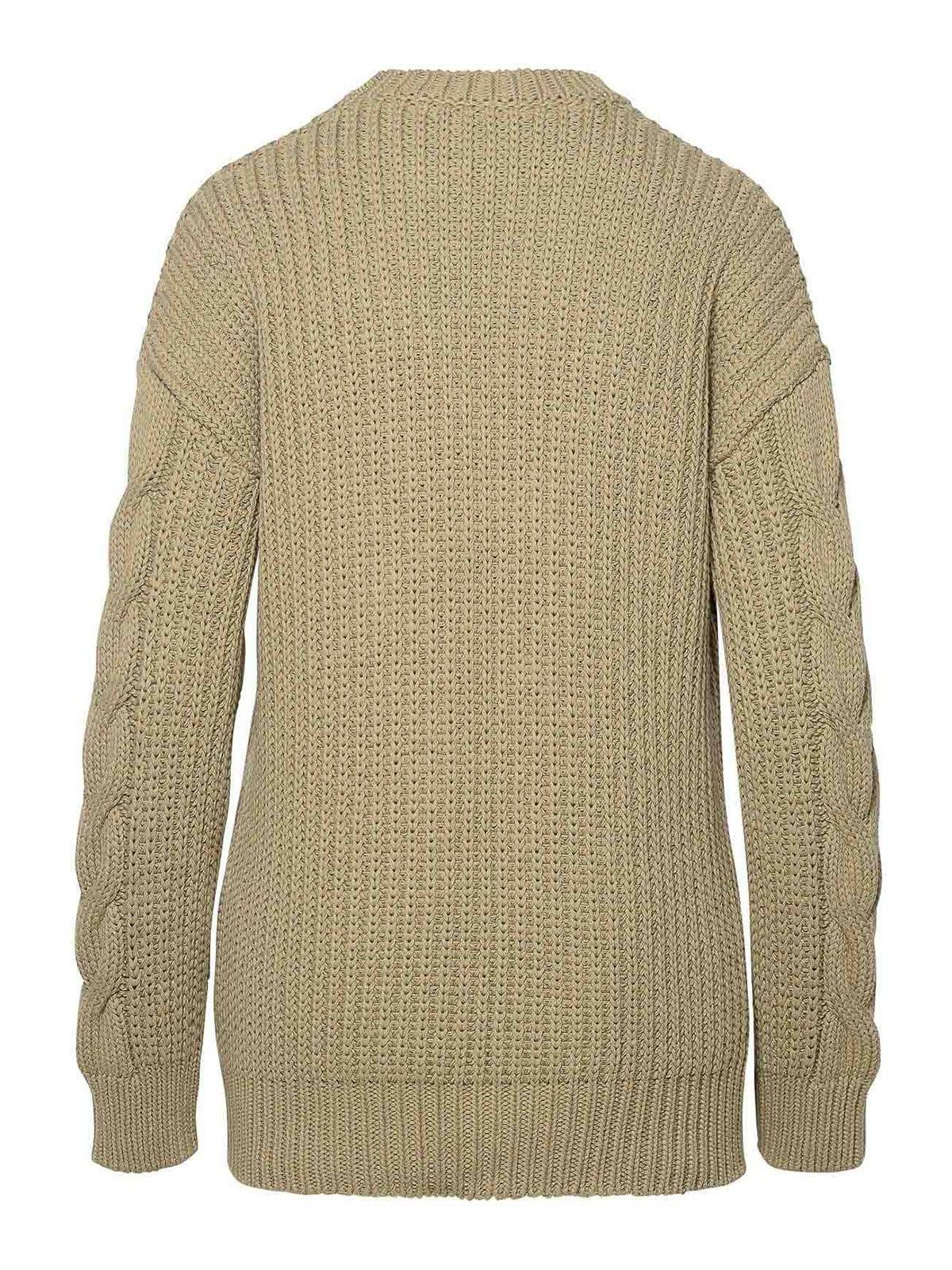 MAX MARA Cable Knit Crew Neck Sweater In Verde Product Image