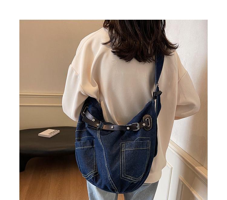 Washed Buckled Denim Crossbody Bag Product Image