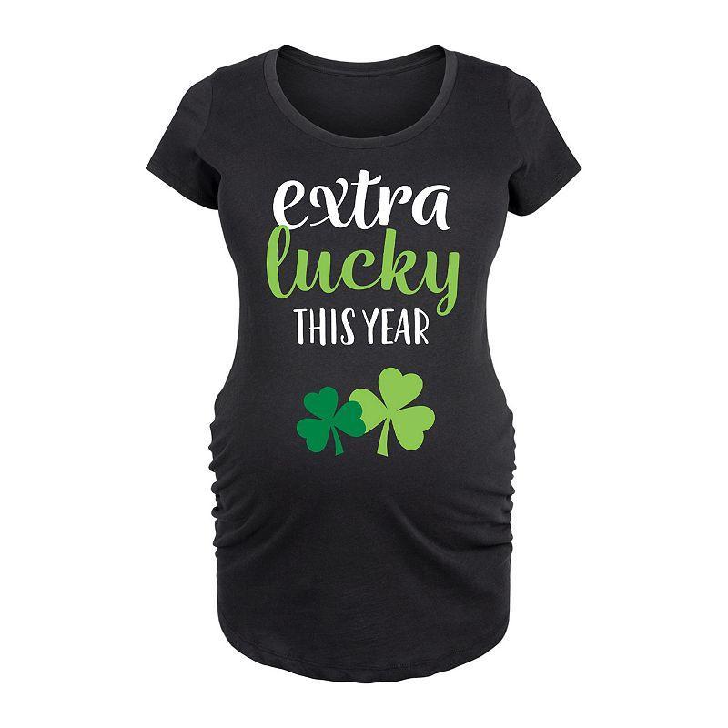 Maternity Extra Lucky This Year Shamrocks Graphic Tee, Womens Product Image