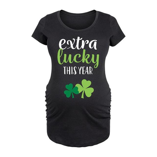 Maternity Extra Lucky This Year Shamrocks Graphic Tee, Womens Product Image