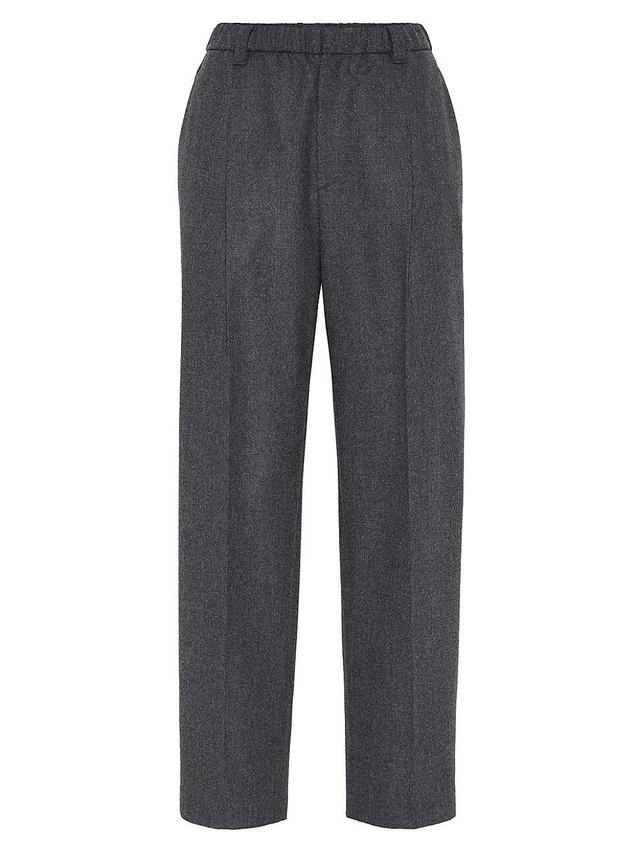 Womens Virgin Wool and Cashmere Flannel Baggy Trousers Product Image