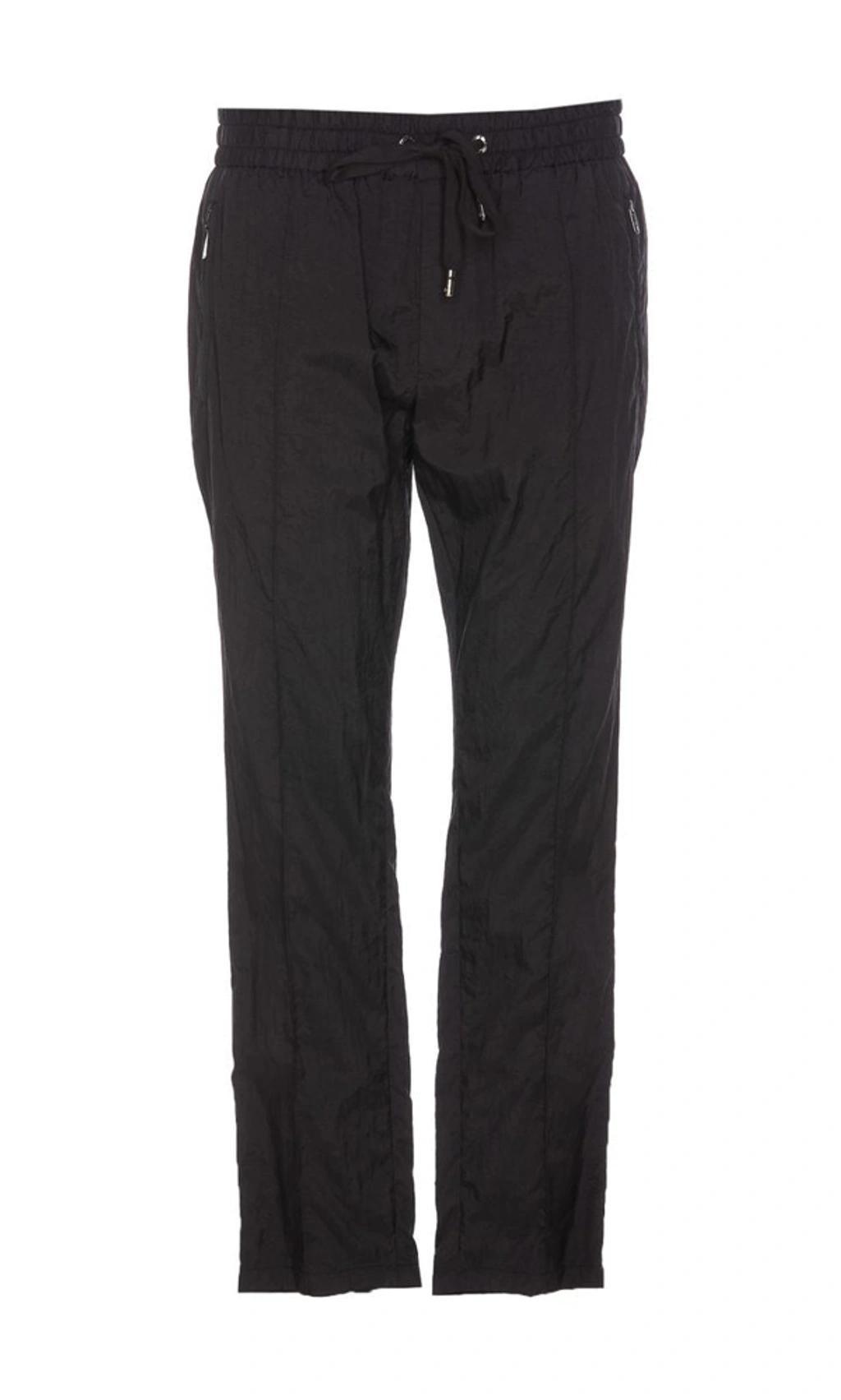 Pleated Nylon Tapered Trousers With Zip Pockets In Black Product Image