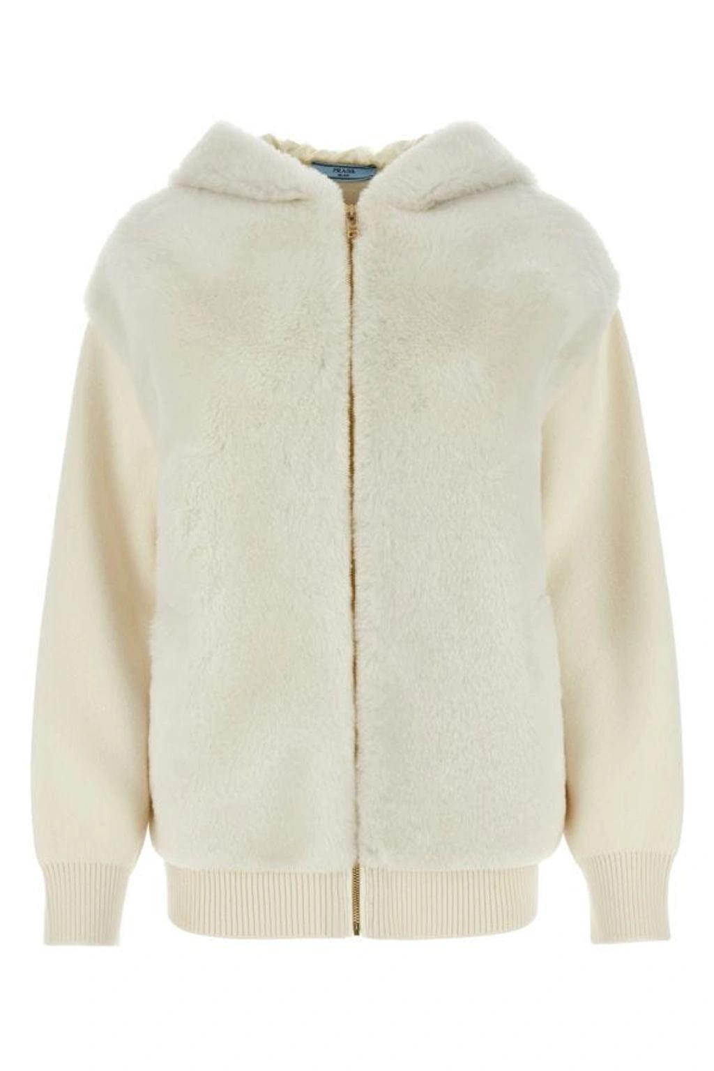 Cashmere Hoodie Cardigan In White product image