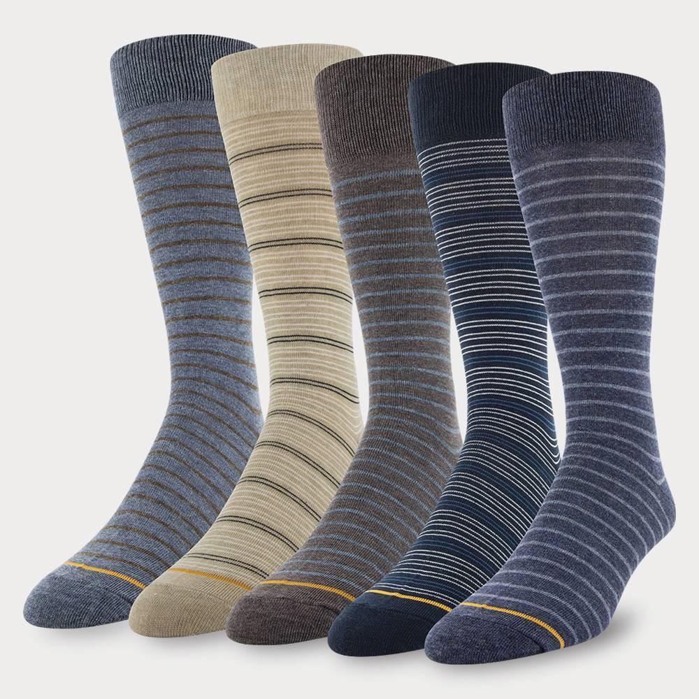 Signature Gold by GOLDTOE Mens Assorted Striped Crew Socks 5pk - Blue Product Image