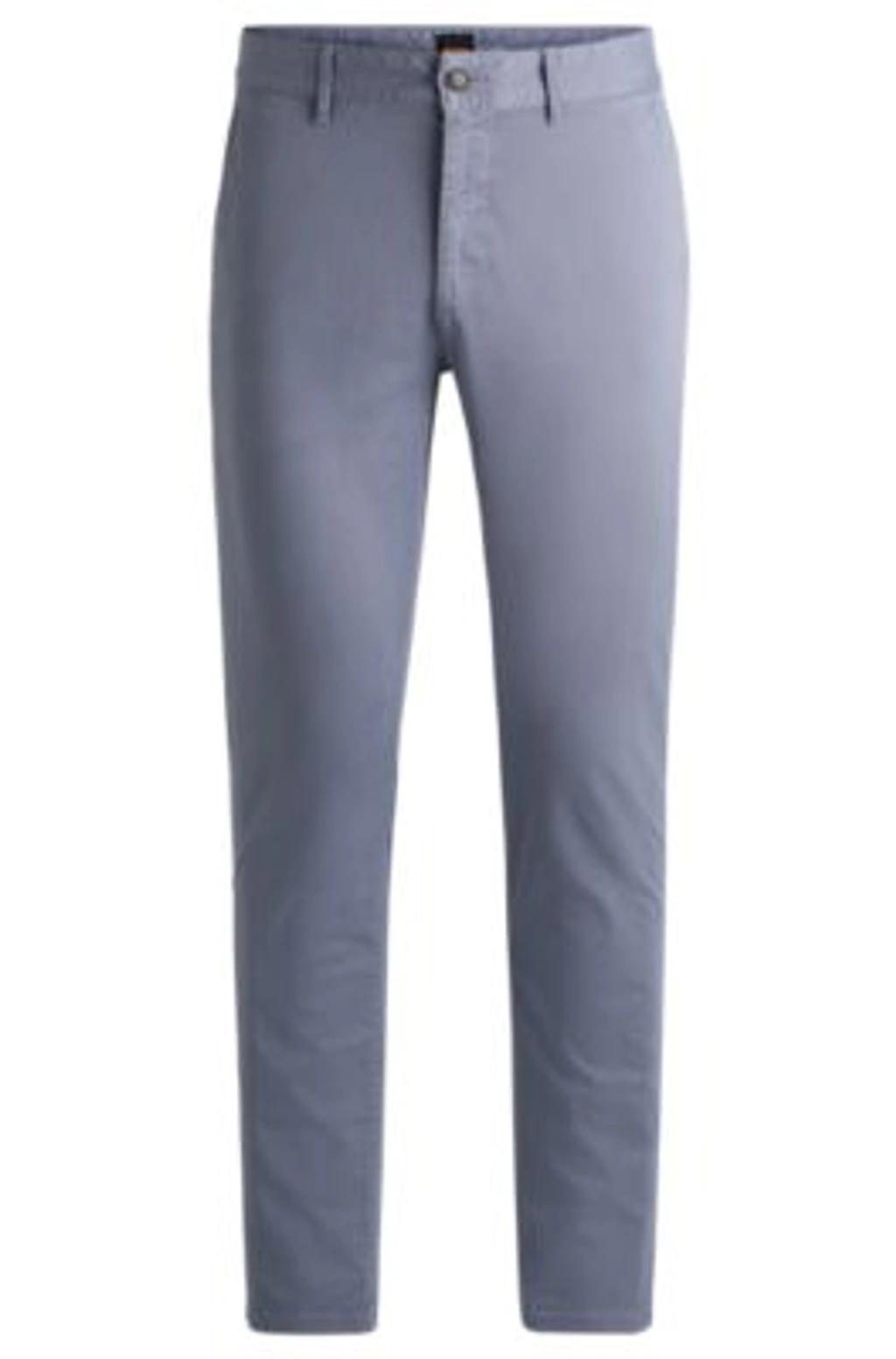 Slim-fit Chinos In Stretch-cotton Satin In Blue product image