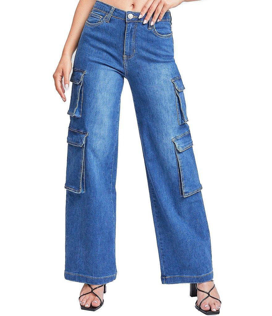 YMI Jeanswear High Rise Wide Leg Double Cargo Jeans product image