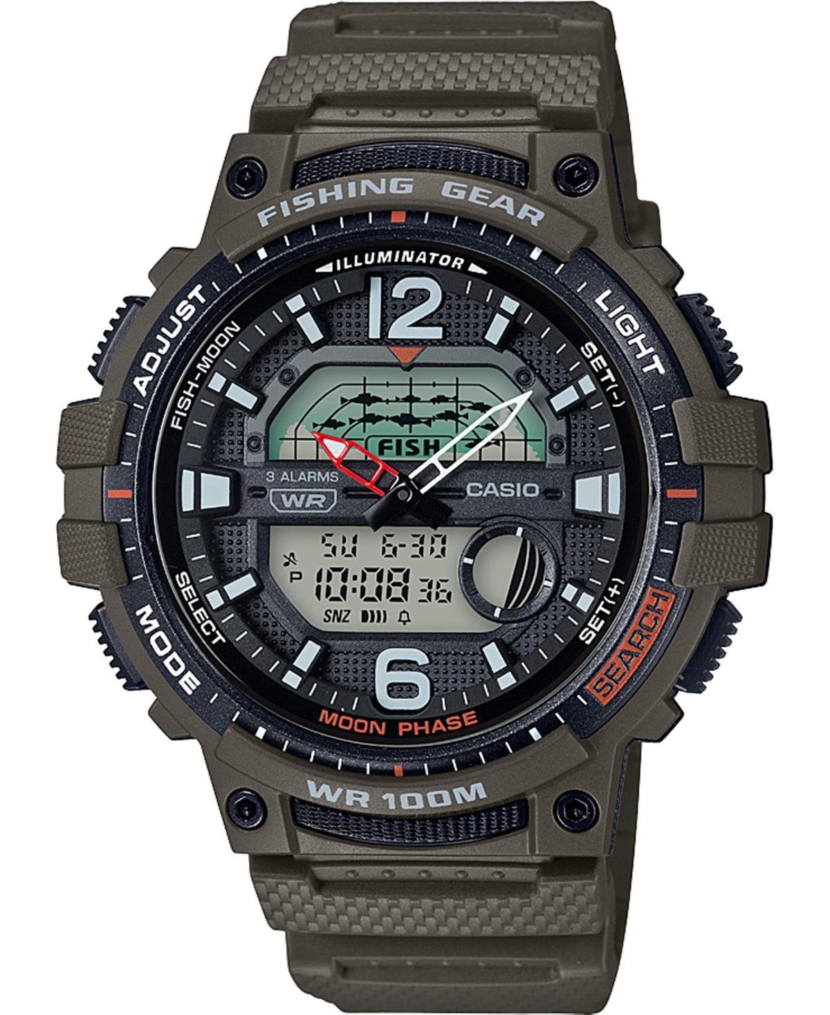 Casio Mens Digital Fishing Gear Green Resin Strap Watch 48mm Product Image