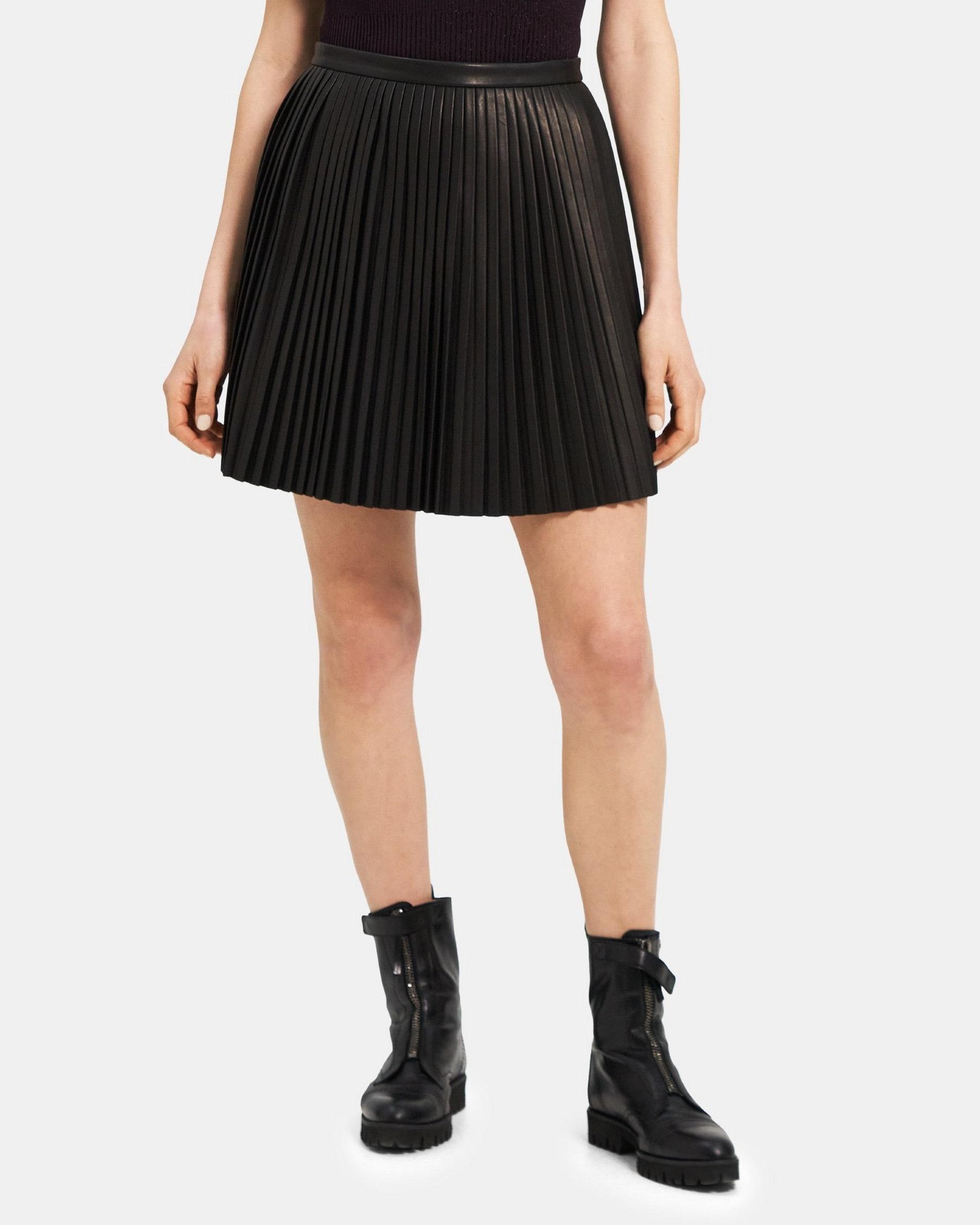 Pleat Mini Skirt in Leather product image