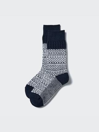 Womens Heattech Socks Fair Isle Navy US W 7.5-10 UNIQLO US Product Image