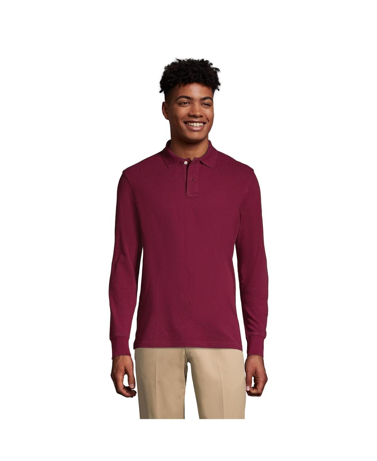 Mens Lands End Long Sleeve Mesh Polo Shirt Product Image