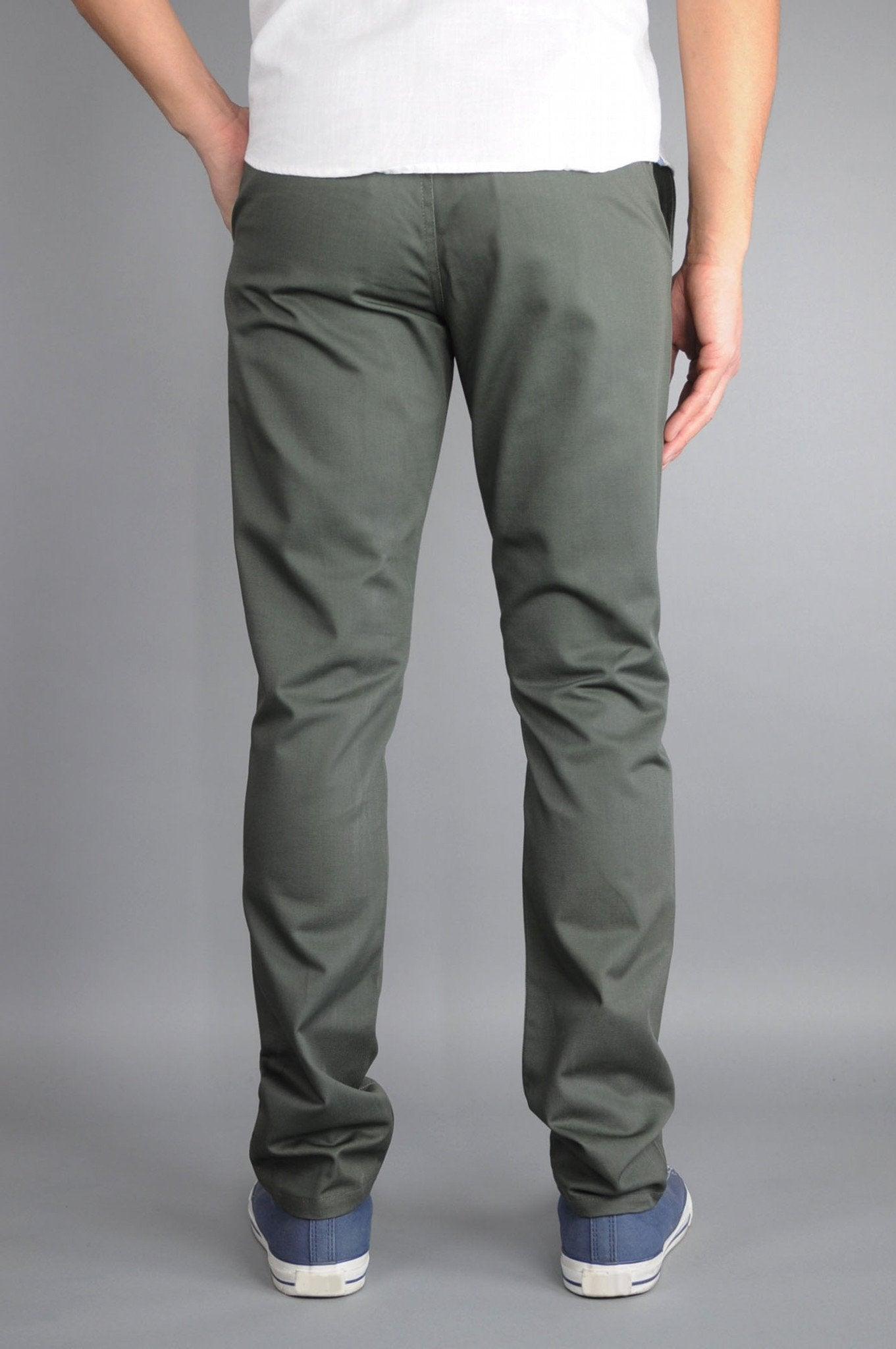 Neo Blue Jeans Army Green Chino Pants Male Product Image