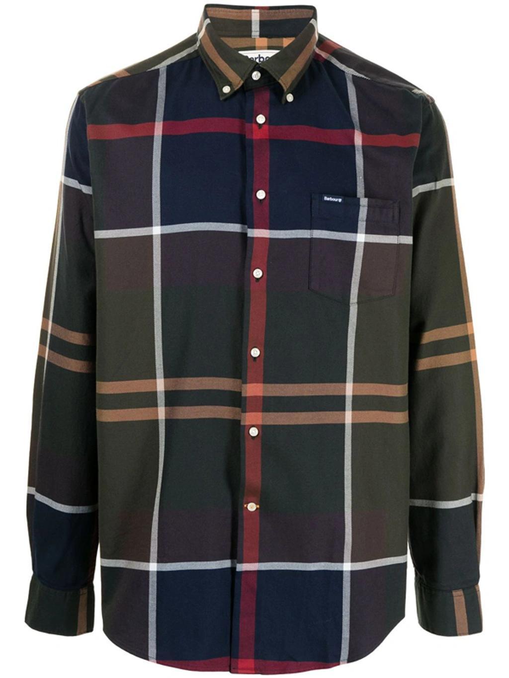 Button-down Check-pattern Cotton Shirt In Green Product Image