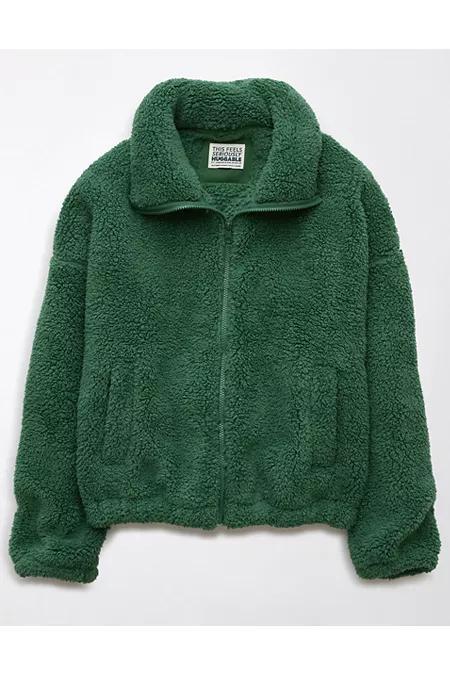 AE Zip-Up Bear Hug Sherpa Sweatshirt Womens Product Image