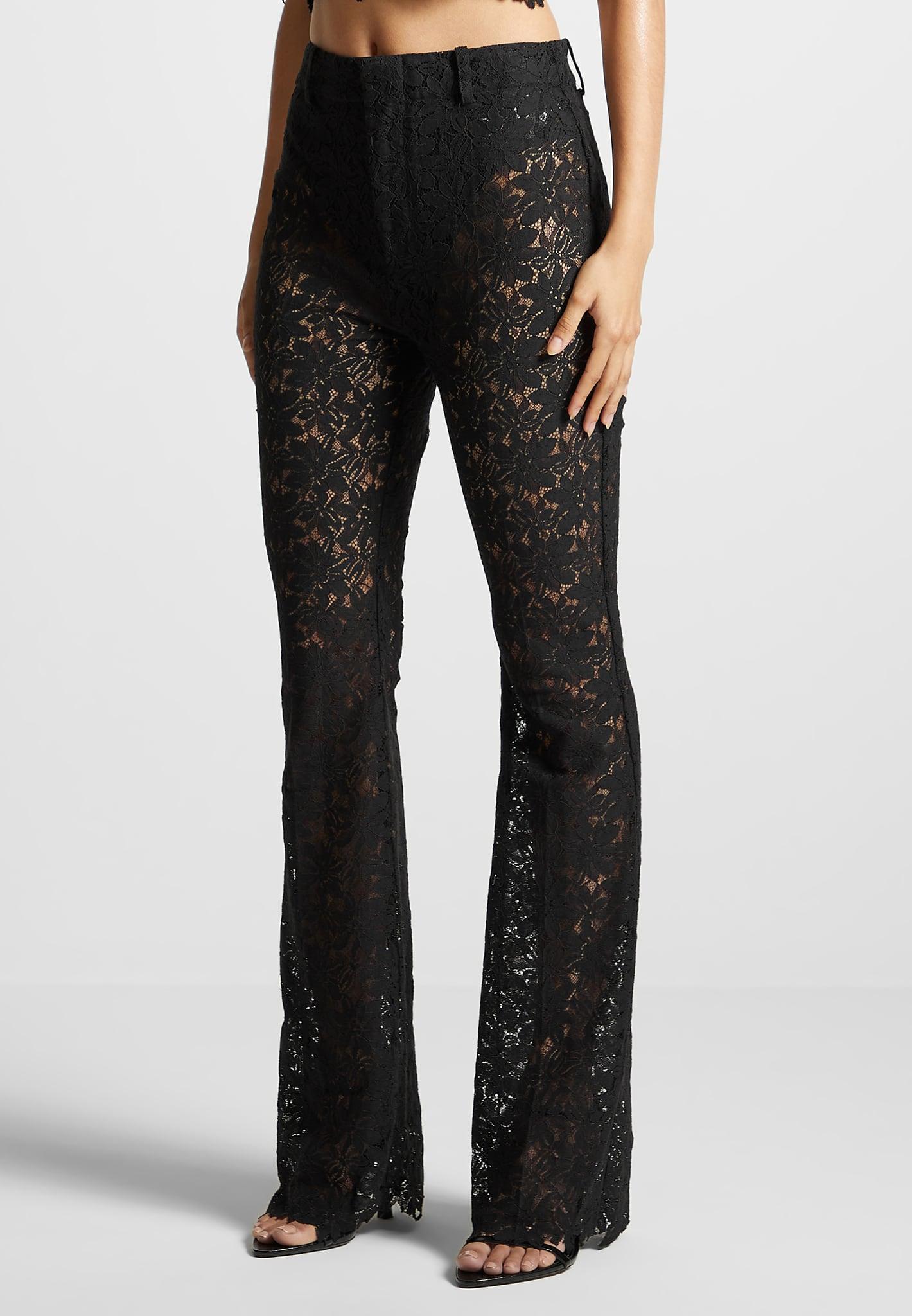 Lace Fit and Flare Trousers - Black Female Product Image