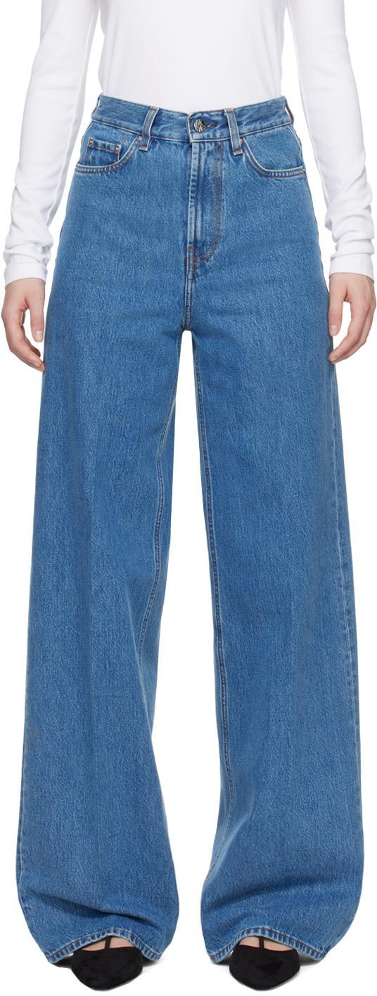 Blue Wide-leg Jeans In 167 Vibrant Blue Product Image