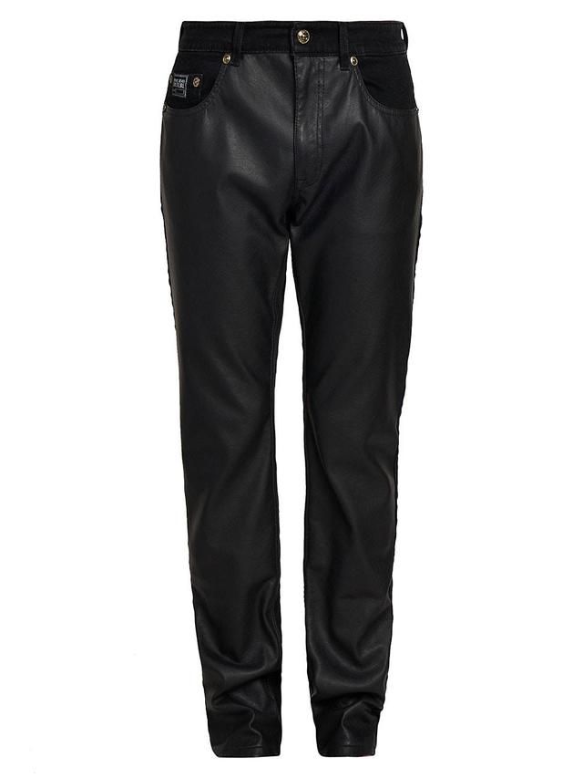 Mens Faux Leather Five-Pocket Pants Product Image