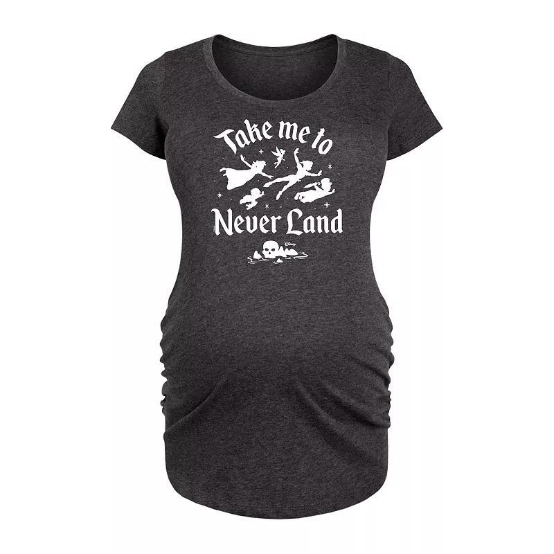 Disneys Peter Pan Maternity Take Me To Never Land Graphic Tee, Womens Heather Grey Product Image